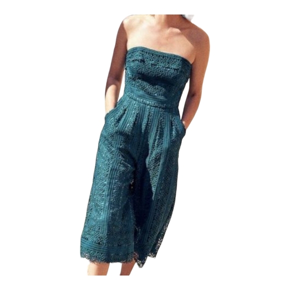 Anthropologie Greylin lace strapless jumpsuit size S in navy - Picture 1 of 7